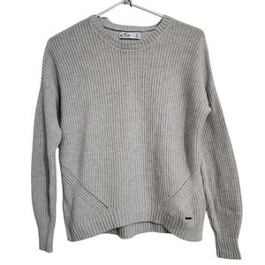 Hollister Gray Ribbed Crewneck Sweater XS Lightweight Knit Pullover Casual C51
